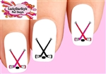 Hockey Sticks & Puck Assorted Set of 20 Waterslide Nail Decals