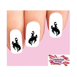 Cowboy on Bucking Horse Silhouette Set of 20 Waterslide Nail Decals