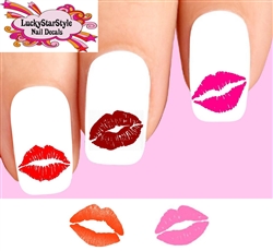 Kiss Lipstick Assorted Set of 20 Waterslide Nail Decals