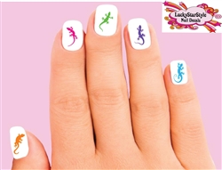 Colorful Lizard Gecko Assorted Set of 20 Waterslide Nail Decals