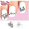 Valentines Day Love Hearts Arrow Black Assorted Set of 20 Waterslide Nail Decals