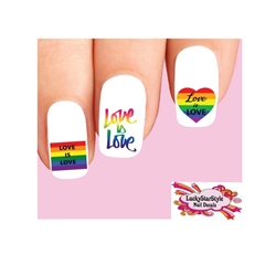 Love is Love Rainbow Assorted Set of 20 Waterslide Nail Decals