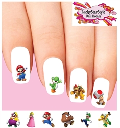 Mario Bros Brothers Assorted Set of 20 Waterslide Nail Decals