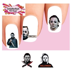 Halloween Michael Myers Assorted Set of 20 Waterslide Nail Decals