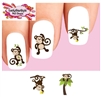 Cute Monkey with Banana & Palm Tree Assorted Set of 20 Waterslide Nail Decals