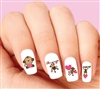 Cute Monkey with Pink Hearts Assorted Set of 20 Waterslide Nail Decals