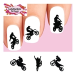 Motocross Dirt Bike Freestyle Silhouette Assorted Set of 20 Waterslide Nail Decals