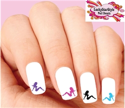 Colorful Sexy Mud Flap Girl Assorted Set of 20 Waterslide Nail Decals