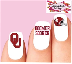 Oklahoma Boomer Sooner Set of 20 Assorted Waterslide Nail Decals