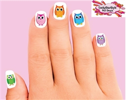 Colorful Owl Assorted Set of 20 Waterslide Nail Decals