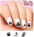 Owl Silhouette Black Assorted Set of 20 Waterslide Nail Decals