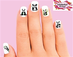 Panda with Bamboo Assorted Set of 20 Waterslide Nail Decals