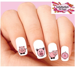 Cute Pink Pigs Assorted Set of 20 Waterslide Nail Decals