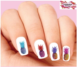 Colorful Pineapples Assorted Set of 20 Waterslide Nail Decals