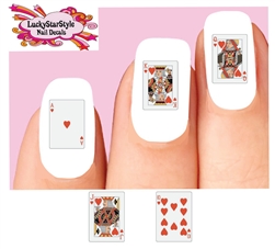 Poker Royal Flush Hearts Assorted Set of 20 Waterslide Nail Decals