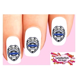 I Support the Police Blue Line Law Enforcement Set of 20 Waterslide Nail Decals