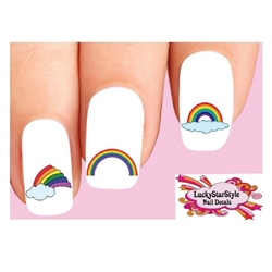 Colorful Rainbow Assorted Set of 20 Waterslide Nail Decals