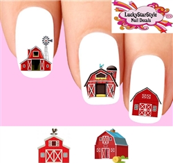 Red Barn Assorted Set of 20 Waterslide Nail Decals