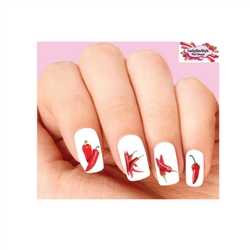 Red Chili Peppers Assorted Set of 20 Waterslide Nail Decals