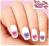 Pink & Purple Rose Hearts Assorted Set of 20 Waterslide Nail Decals