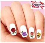 Colorful Roses Assorted Set of 20 Waterslide Nail Decals