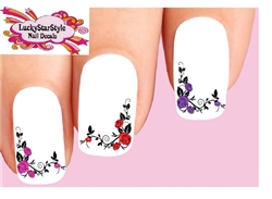 Corner Roses with Vines Assorted Set of 20 Waterslide Nail Decals