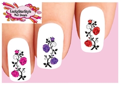 Roses with Vines Assorted Set of 20 Waterslide Nail Decals