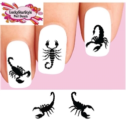Black Scorpion Silhouette Assorted Set of 20 Assorted Waterslide Nail Decals