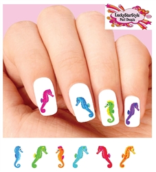 Colorful Seahorses Assorted Set of 20 Waterslide Nail Decals