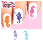 Colorful Seahorse Silhouette Assorted Set of 20 Waterslide Nail Decals