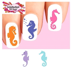 Colorful Seahorse Silhouette Assorted Set of 20 Waterslide Nail Decals