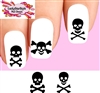 Black Skull Cross Bones Assorted Set of 20  Waterslide Nail Decals