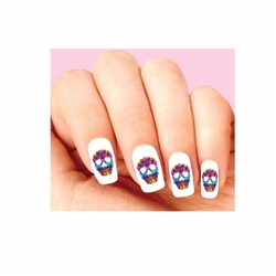 Day of the Dead Sugar Skull with Colorful Flowers Set of 20 Waterslide Nail Decals