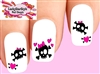 Skull with Pink Heart Assorted Set of 20 Waterslide Nail Decals