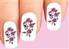 Skull with Pink Roses and Vines Waterslide Nail Decals