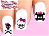 Skull with Bow Assorted Set of 20 Waterslide Nail Decals