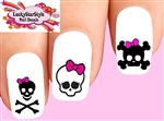 Skull with Bow Assorted Set of 20 Waterslide Nail Decals