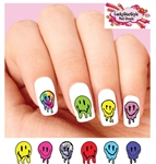 Melting Dripping  Colorful Smiley Face Assorted Set of 20 Waterslide Nail Decals