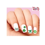 St Patricks Day Skulls, Kiss & Shamrocks Assorted Set of 20 Waterslide Nail Decals