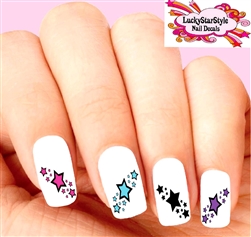 Colorful Stars Assorted Set of 20 Waterslide Nail Decals