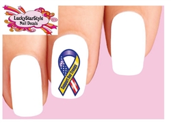 Support Our Troops Yellow Ribbon with Flag Set of 20 Waterslide Nail Decals