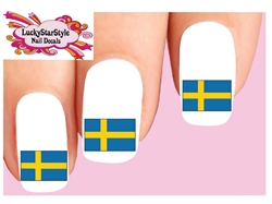 Flag of Sweden Set of 20 Waterslide Nail Decals