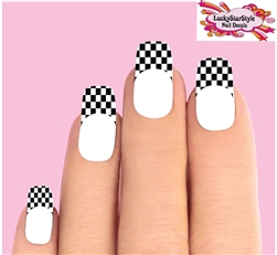 Checkered Flag Black & Clear Tips Set of 10 Waterslide Nail Decals
