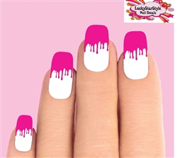 Pink Paint Dripping Drip Set of 10 Waterslide Nail Decals Tips