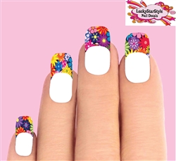 Colorful Spring Flowers Set of 10 Waterslide Nail Decal Tips