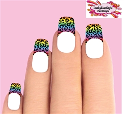 Rainbow Colorful Leopard Print Set of 10 Waterslide Nail Decals Tips