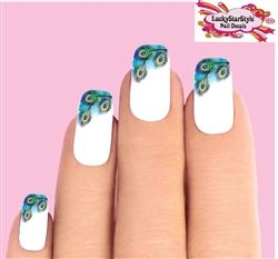 Peacock Feathers Set of 10 Waterslide Nail Decals Tips