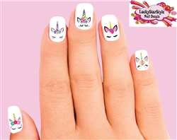 Unicorn Faces Assorted Set of 20 Waterslide Nail Decals