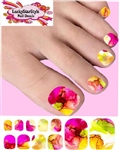 Watercolor Pink Yellow Green Assorted Set of 22 Waterslide Toenail Decals