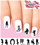 Country Western Cowgirl Cowboy Boots Silhouette Assorted Set of 48 Waterslide Nail Decals